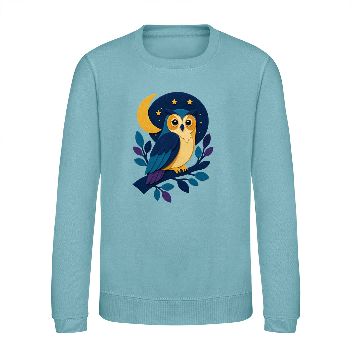 Owl in the Moonlight Kids' Sweatshirt - Felt & Fauna Seafoam colour variant image