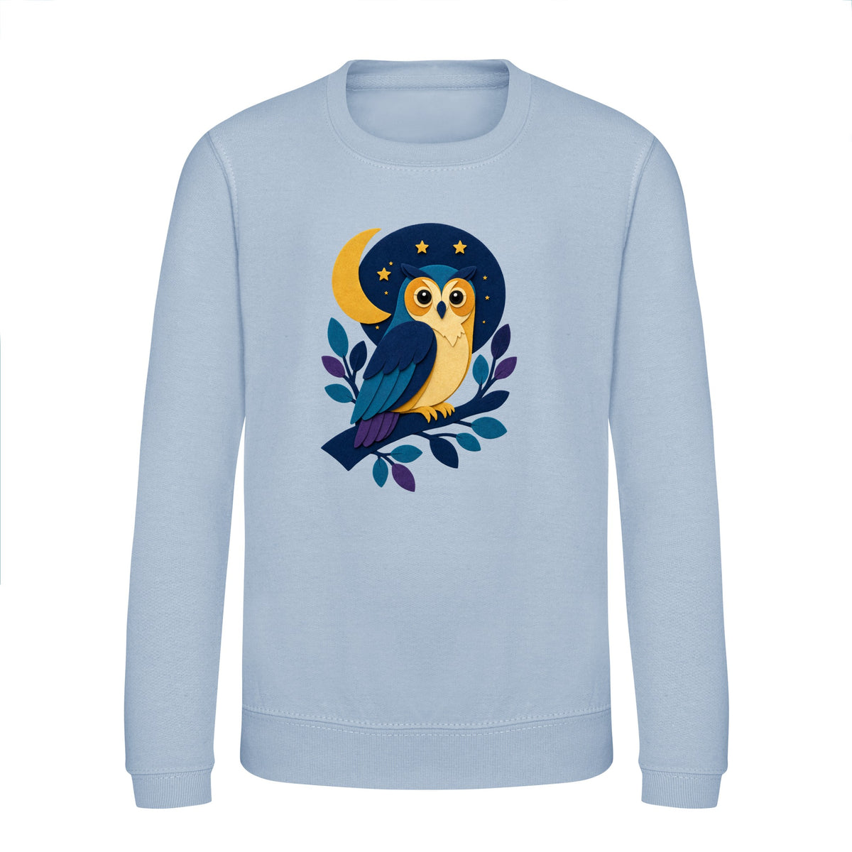 Owl in the Moonlight Kids' Sweatshirt - Felt & Fauna Sky Blue colour variant image