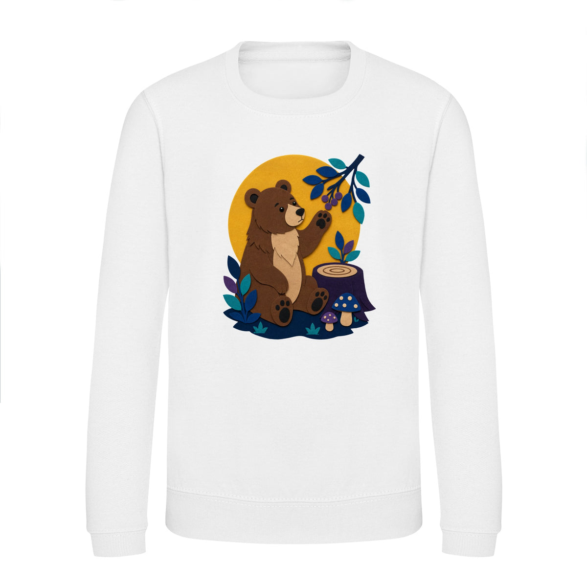 Bear's Woodland Wave Kids' Sweatshirt - Felt & Fauna Arctic White colour variant image