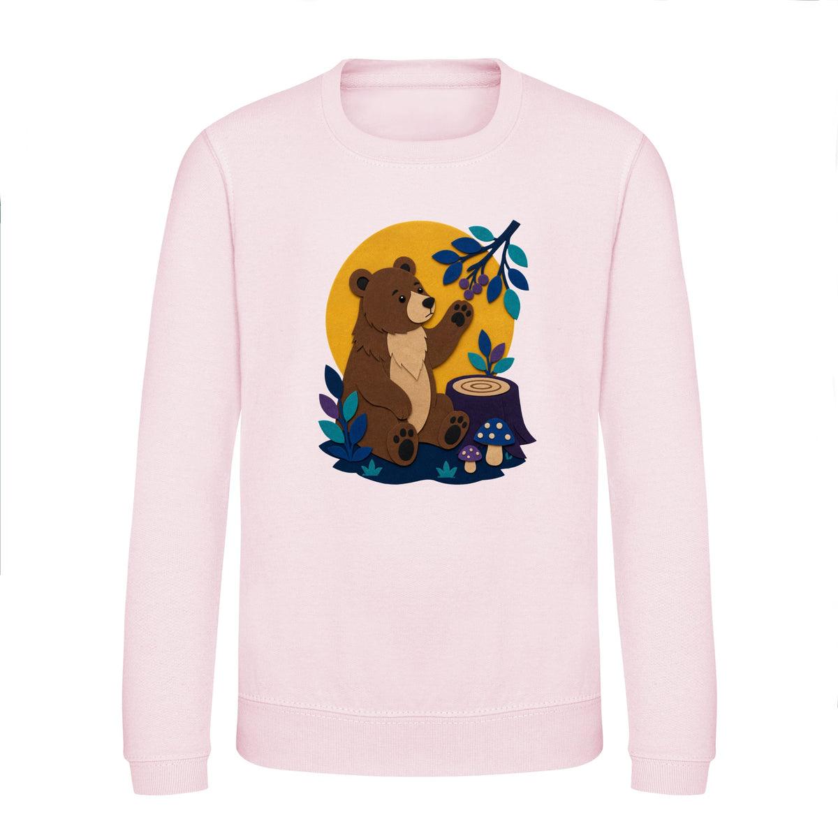 Bear's Woodland Wave Kids' Sweatshirt - Felt & Fauna Baby Pink colour variant image