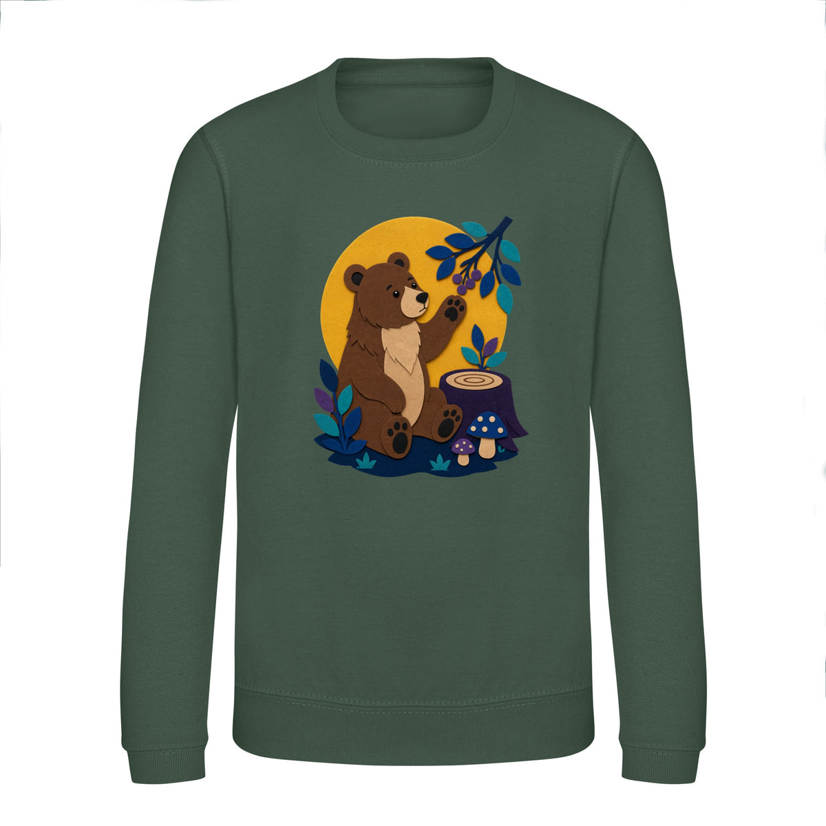 Bear's Woodland Wave Kids' Sweatshirt - Felt & Fauna Bottle Green colour variant image