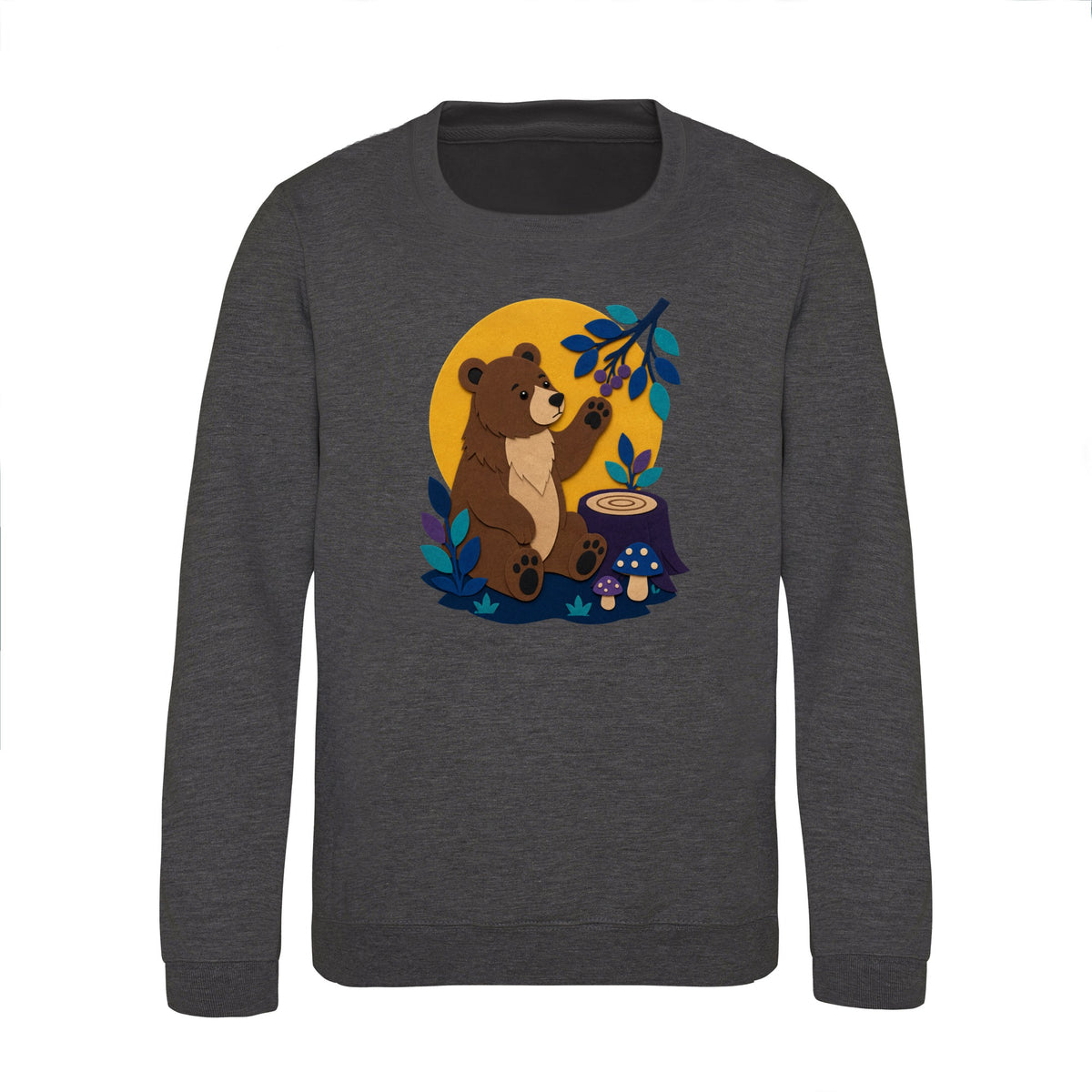 Bear's Woodland Wave Kids' Sweatshirt - Felt & Fauna Charcoal colour variant image