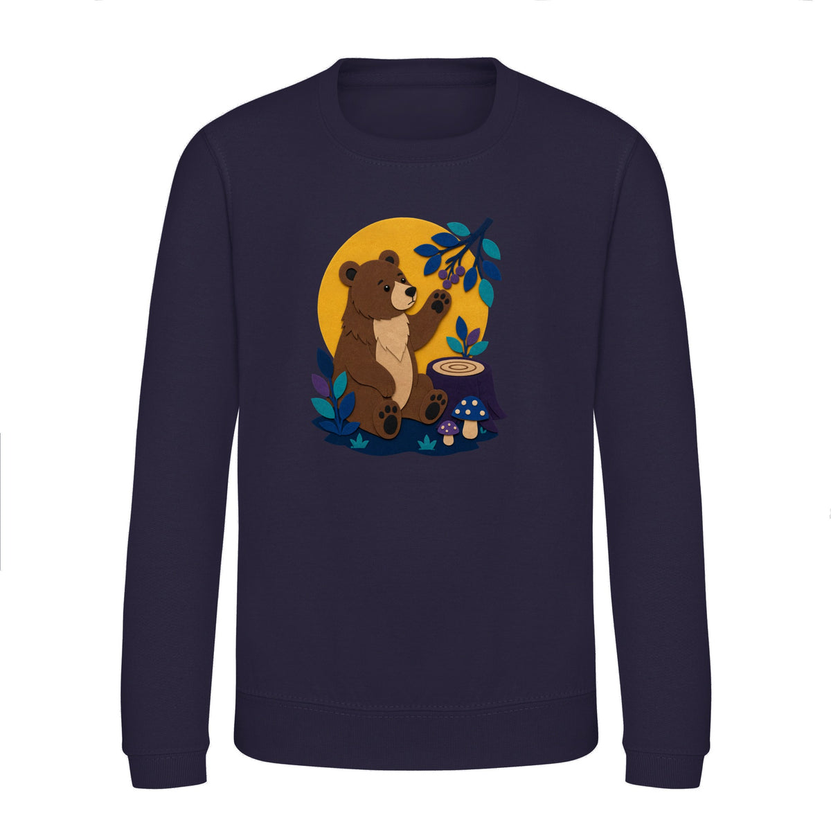 Bear's Woodland Wave Kids' Sweatshirt - Felt & Fauna French Navy colour variant image