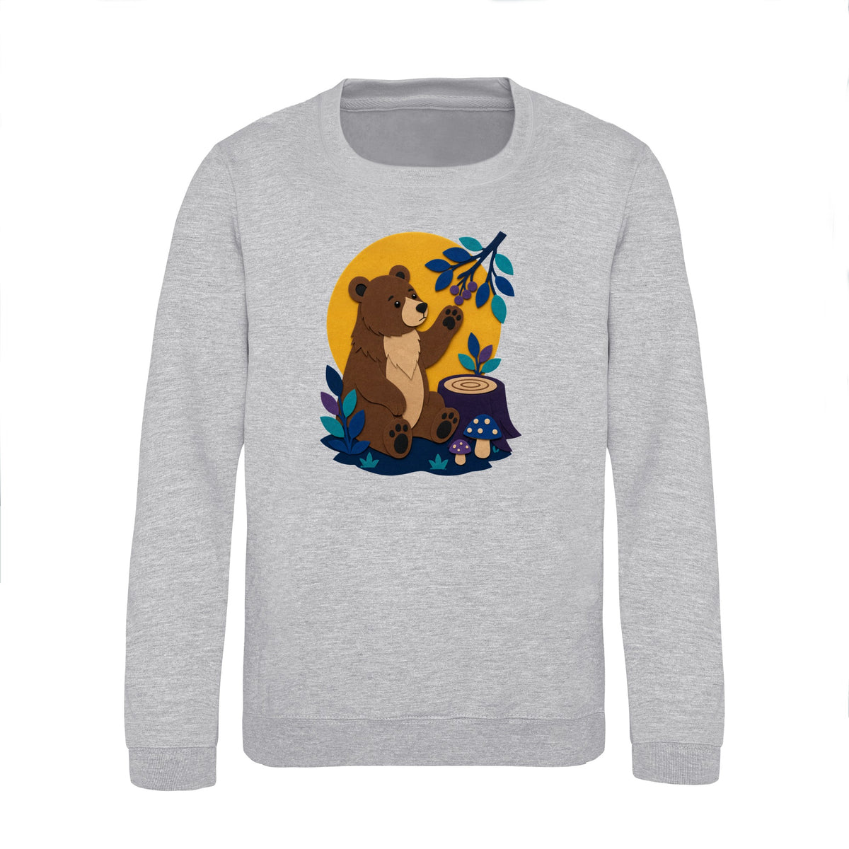 Bear's Woodland Wave Kids' Sweatshirt - Felt & Fauna Heather Grey colour variant image