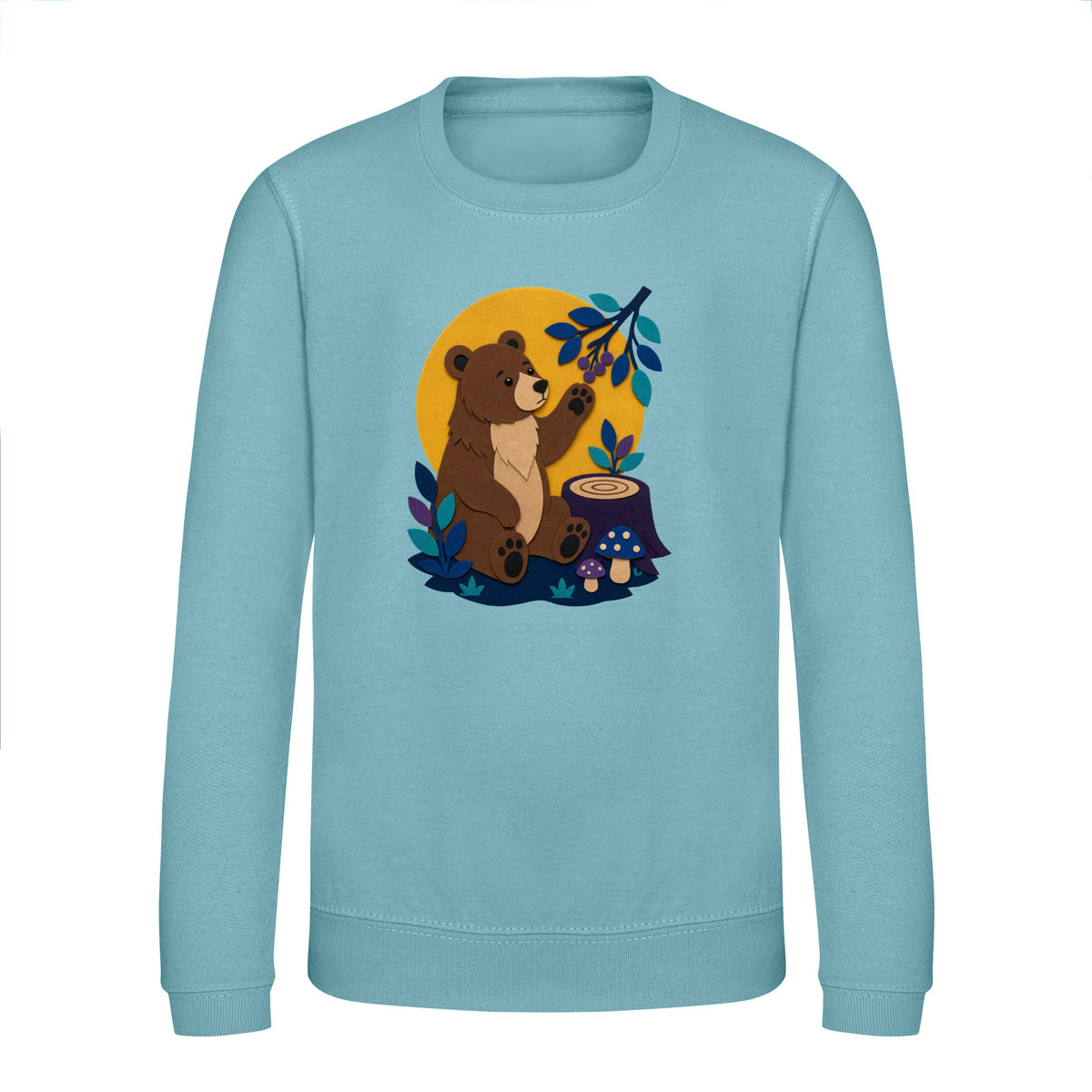 Bear's Woodland Wave Kids' Sweatshirt - Felt & Fauna Seafoam colour variant image