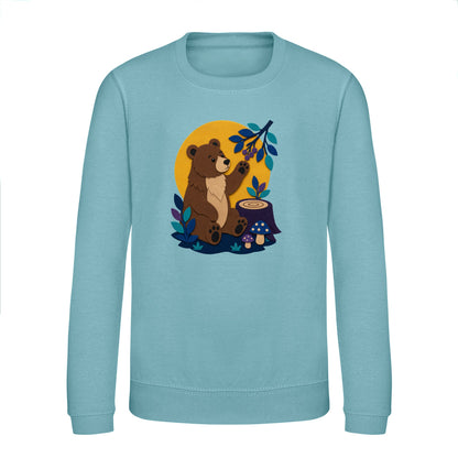 Bear's Woodland Wave Kids' Sweatshirt - Felt & Fauna Seafoam colour variant image