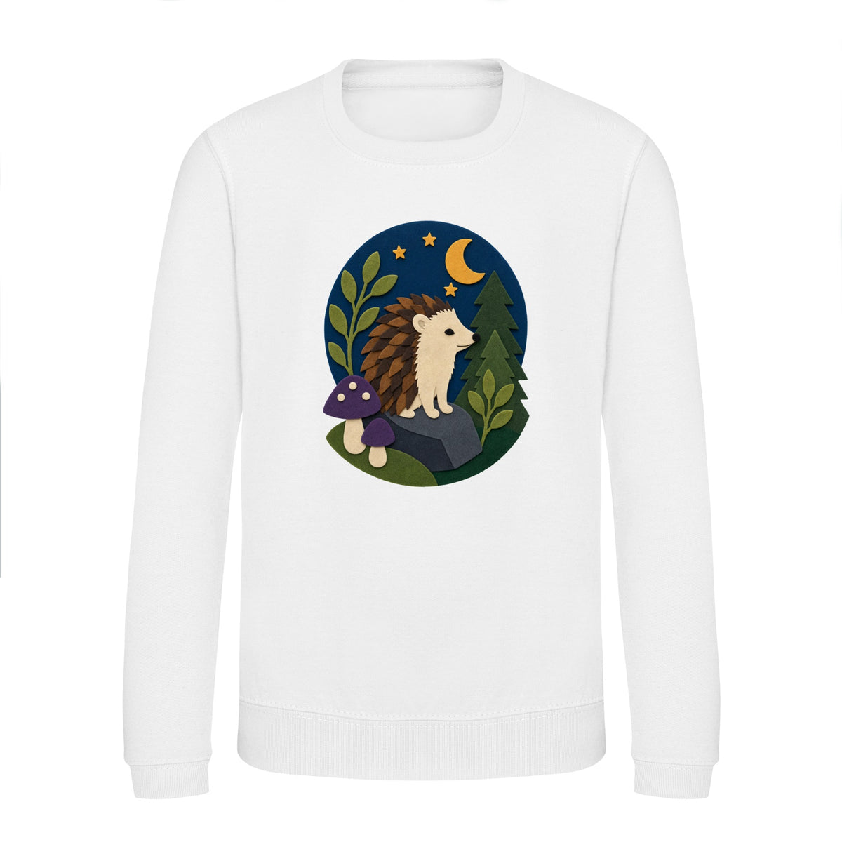 Hedgehog Under the Stars Kids' Sweatshirt - Felt & Fauna Arctic White colour variant image