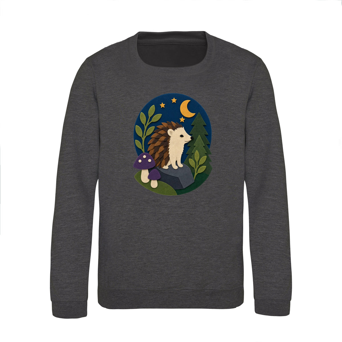 Hedgehog Under the Stars Kids' Sweatshirt - Felt & Fauna Charcoal colour variant image