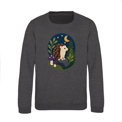 Hedgehog Under the Stars Kids' Sweatshirt - Felt & Fauna Charcoal colour variant image