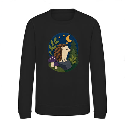 Hedgehog Under the Stars Kids' Sweatshirt - Felt & Fauna Deep Black colour variant image