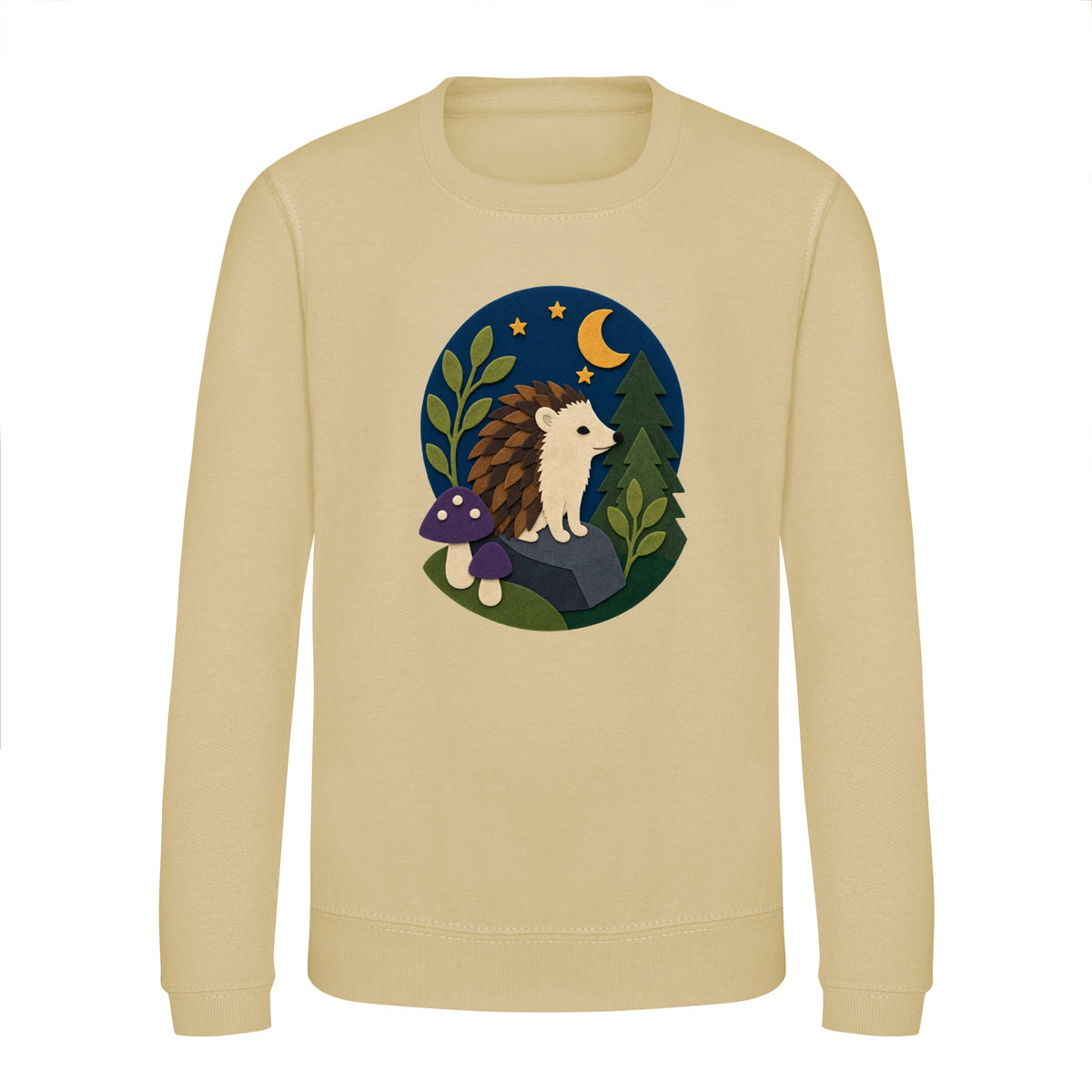 Hedgehog Under the Stars Kids' Sweatshirt - Felt & Fauna Desert Sand colour variant image