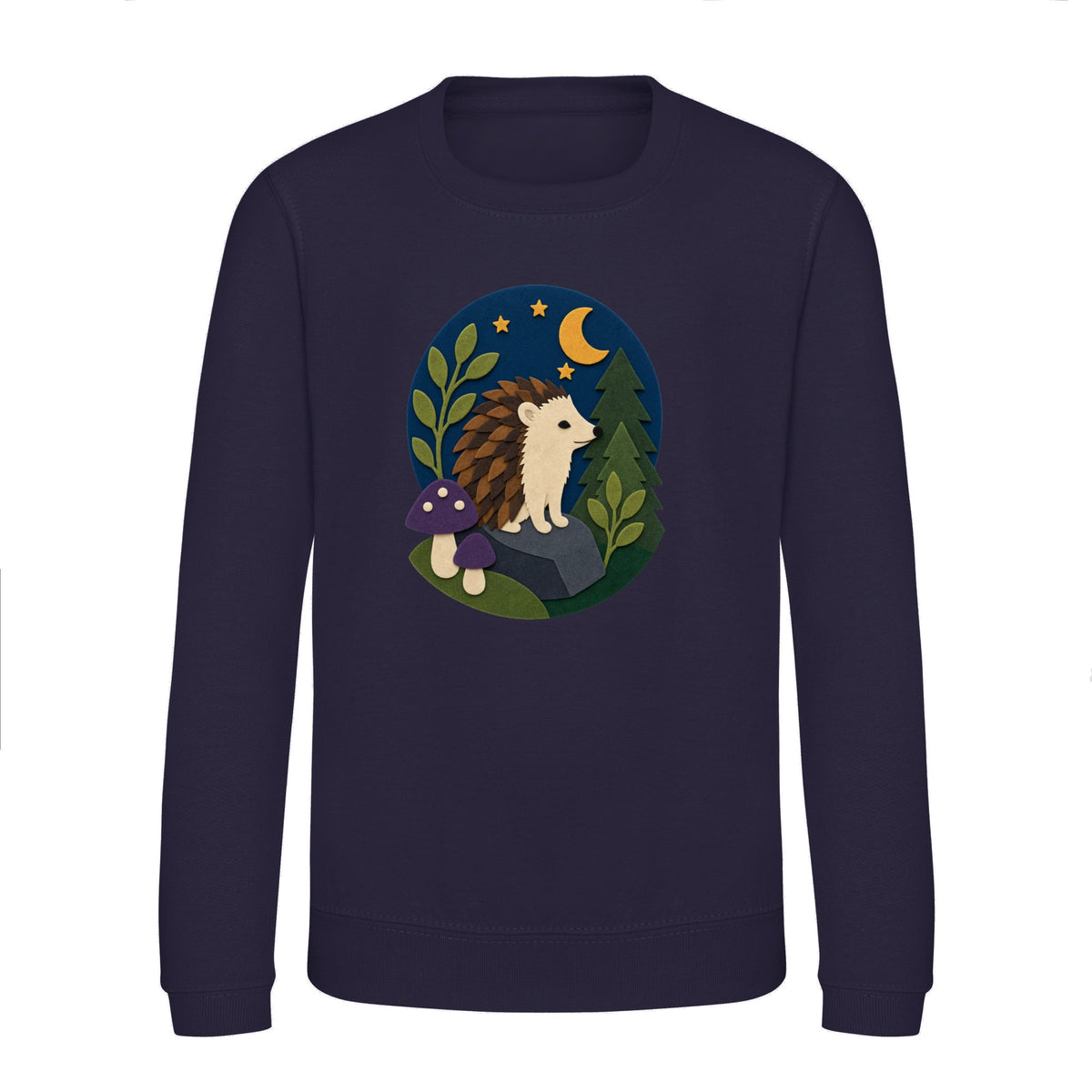 Hedgehog Under the Stars Kids' Sweatshirt - Felt & Fauna French Navy colour variant image
