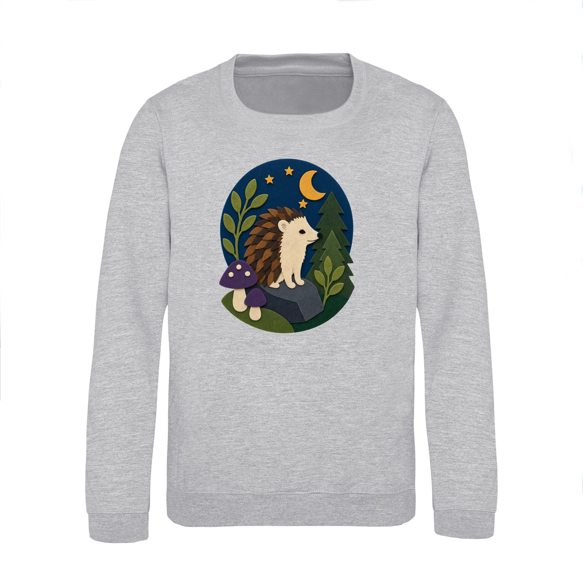 Hedgehog Under the Stars Kids' Sweatshirt - Felt & Fauna Heather Grey colour variant image