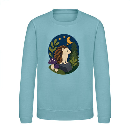 Hedgehog Under the Stars Kids' Sweatshirt - Felt & Fauna Seafoam colour variant image