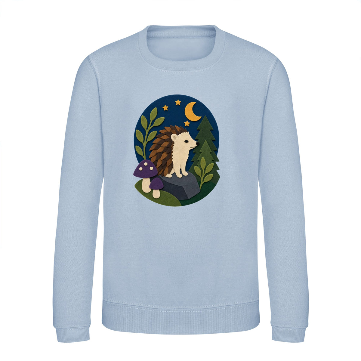 Hedgehog Under the Stars Kids' Sweatshirt - Felt & Fauna Sky Blue colour variant image