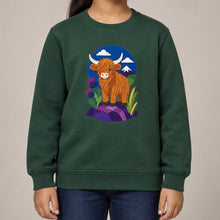 Highland Cow Among the Thistles Kids' Sweatshirt - Felt & Fauna lead image