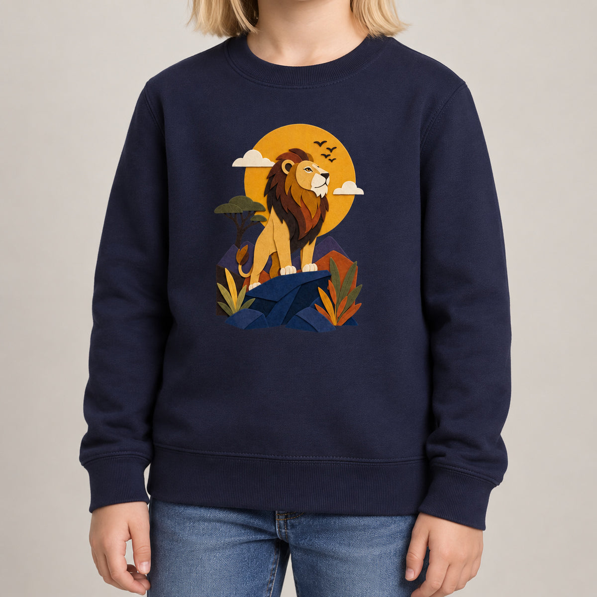 Lion on the Lookout Kids' Sweatshirt - Felt & Fauna lead image