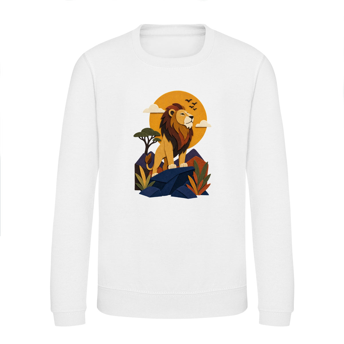 Lion on the Lookout Kids' Sweatshirt - Felt & Fauna Arctic White colour variant image