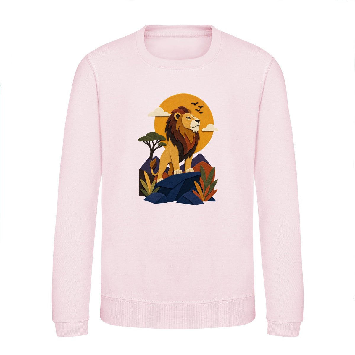 Lion on the Lookout Kids' Sweatshirt - Felt & Fauna Baby Pink colour variant image