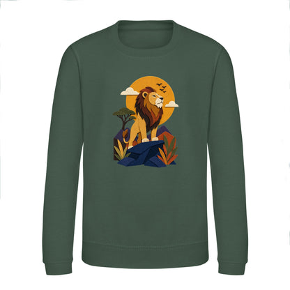 Lion on the Lookout Kids' Sweatshirt - Felt & Fauna Bottle Green colour variant image