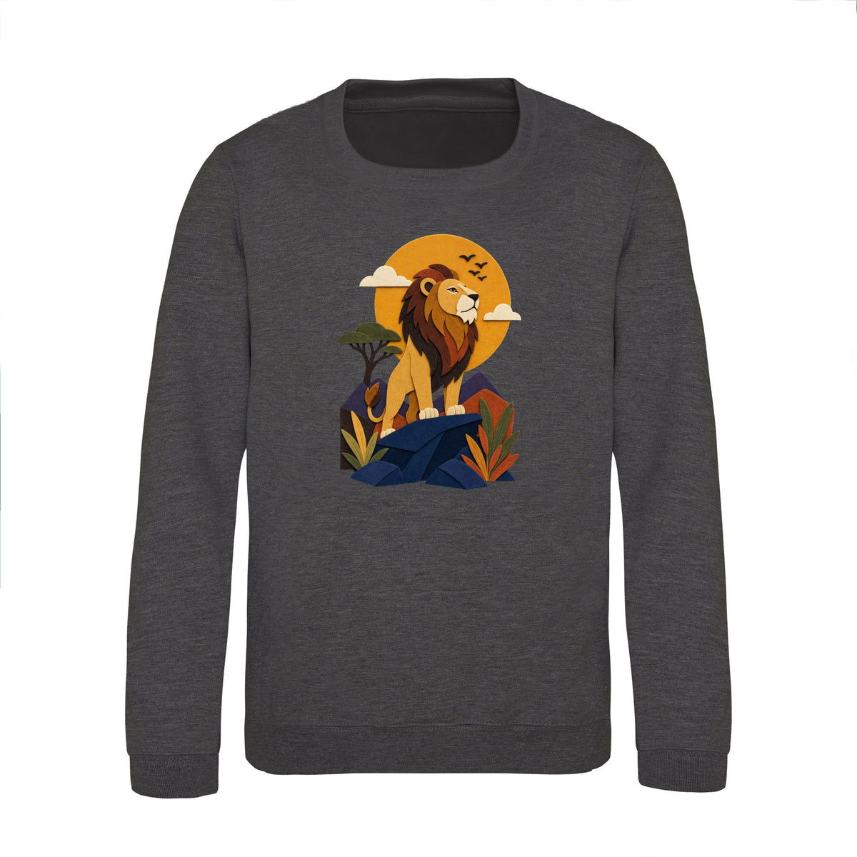 Lion on the Lookout Kids' Sweatshirt - Felt & Fauna Charcoal colour variant image