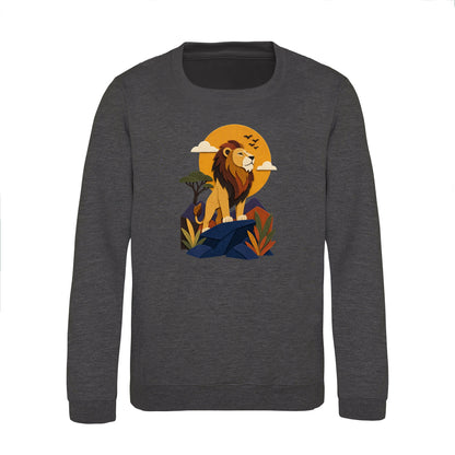 Lion on the Lookout Kids' Sweatshirt - Felt & Fauna Charcoal colour variant image