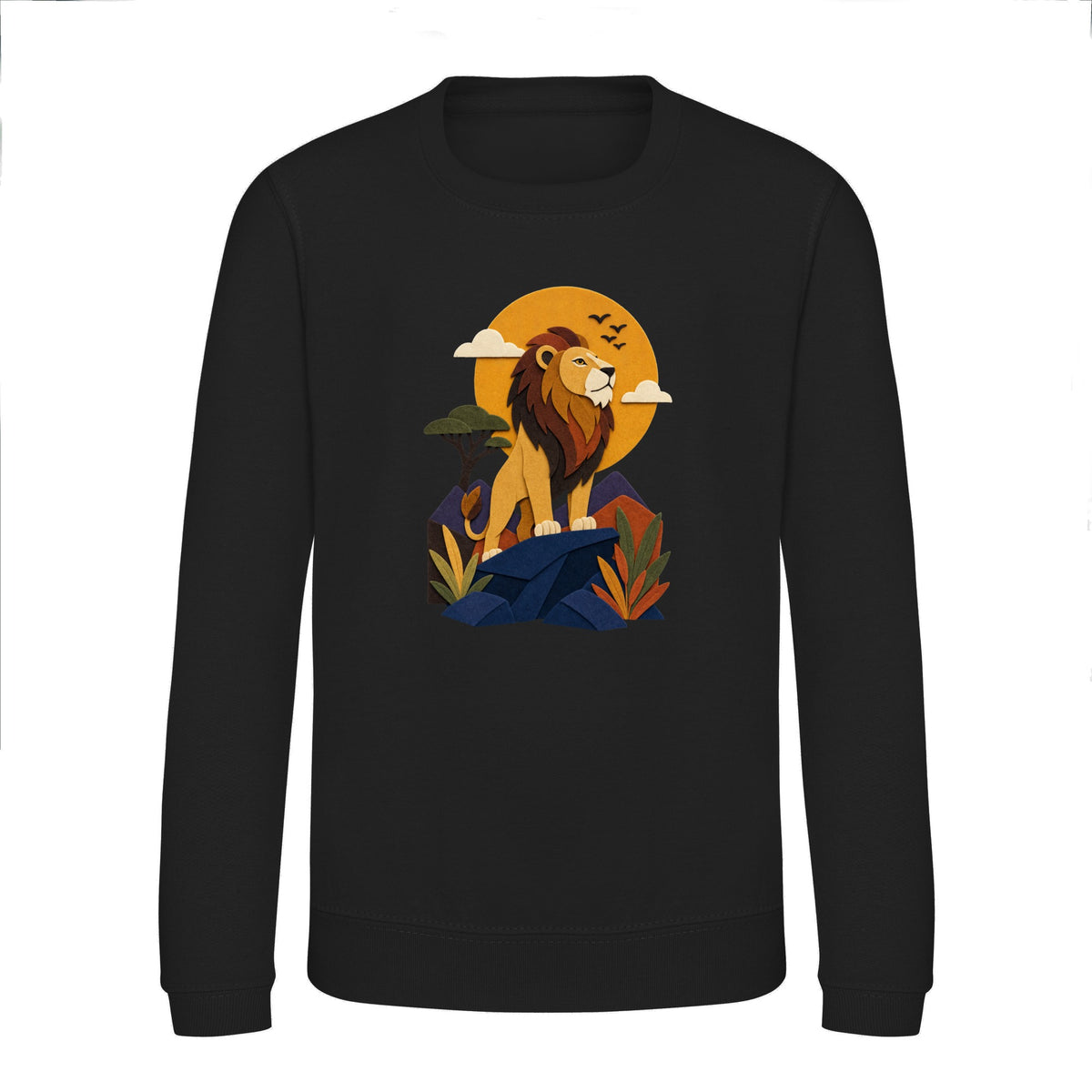 Lion on the Lookout Kids' Sweatshirt - Felt & Fauna Deep Black colour variant image