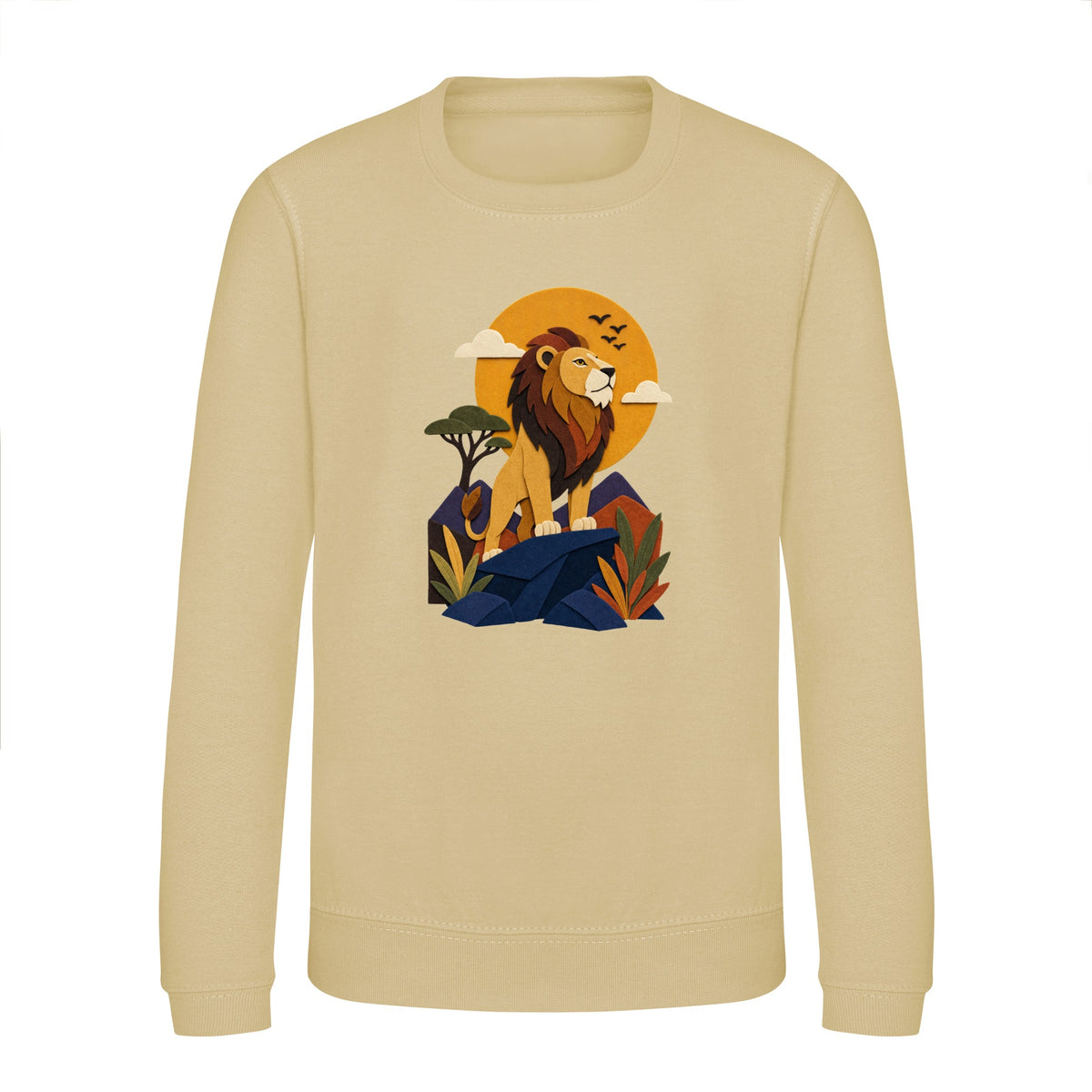 Lion on the Lookout Kids' Sweatshirt - Felt & Fauna Desert Sand colour variant image