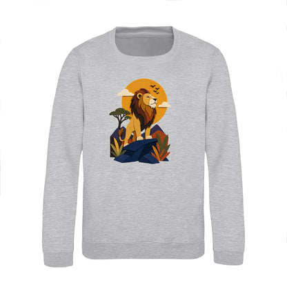 Lion on the Lookout Kids' Sweatshirt - Felt & Fauna Heather Grey colour variant image