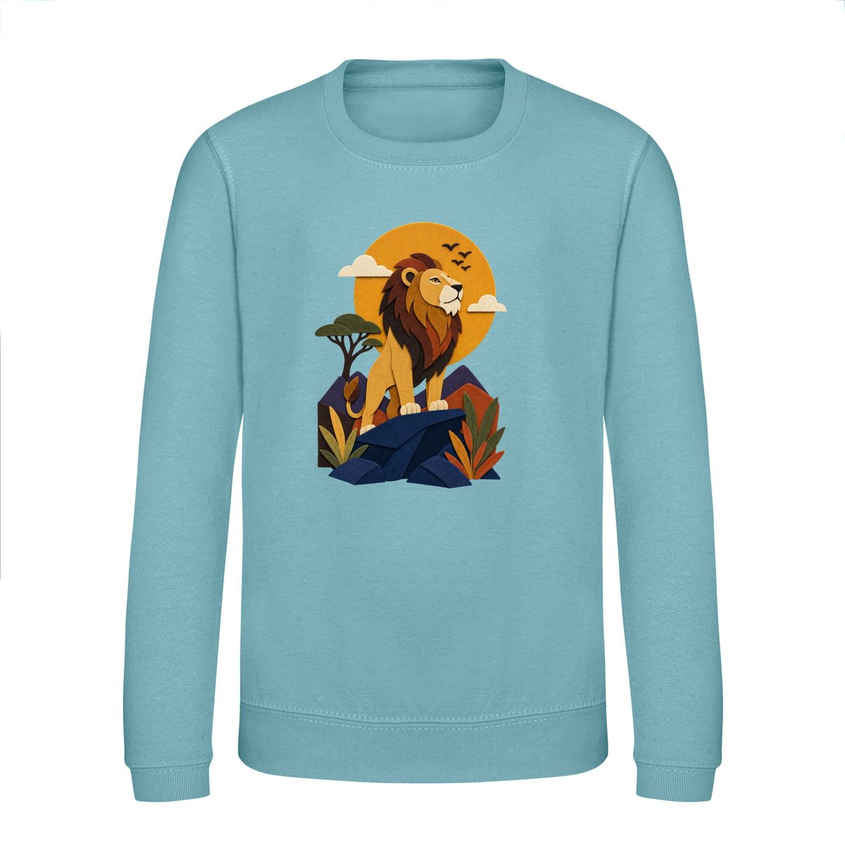 Lion on the Lookout Kids' Sweatshirt - Felt & Fauna Seafoam colour variant image