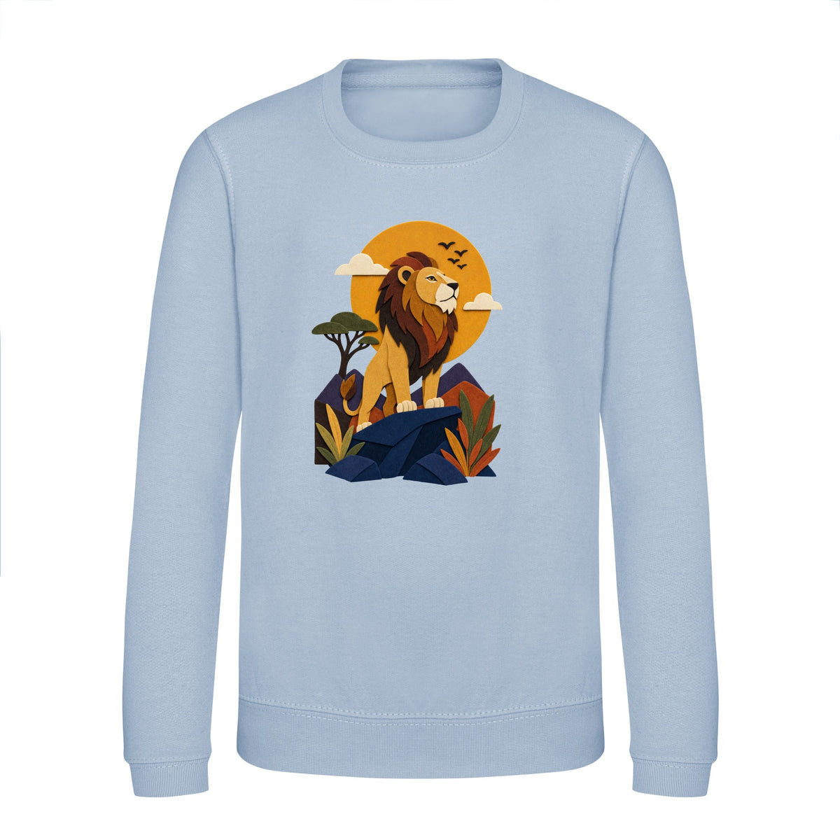 Lion on the Lookout Kids' Sweatshirt - Felt & Fauna Sky Blue colour variant image