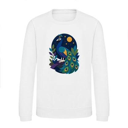 Peacock at Midnight Kids' Sweatshirt - Felt & Fauna Arctic White colour variant image