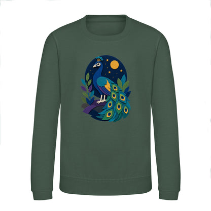 Peacock at Midnight Kids' Sweatshirt - Felt & Fauna Bottle Green colour variant image