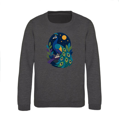 Peacock at Midnight Kids' Sweatshirt - Felt & Fauna Charcoal colour variant image