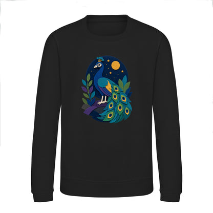Peacock at Midnight Kids' Sweatshirt - Felt & Fauna Deep Black colour variant image