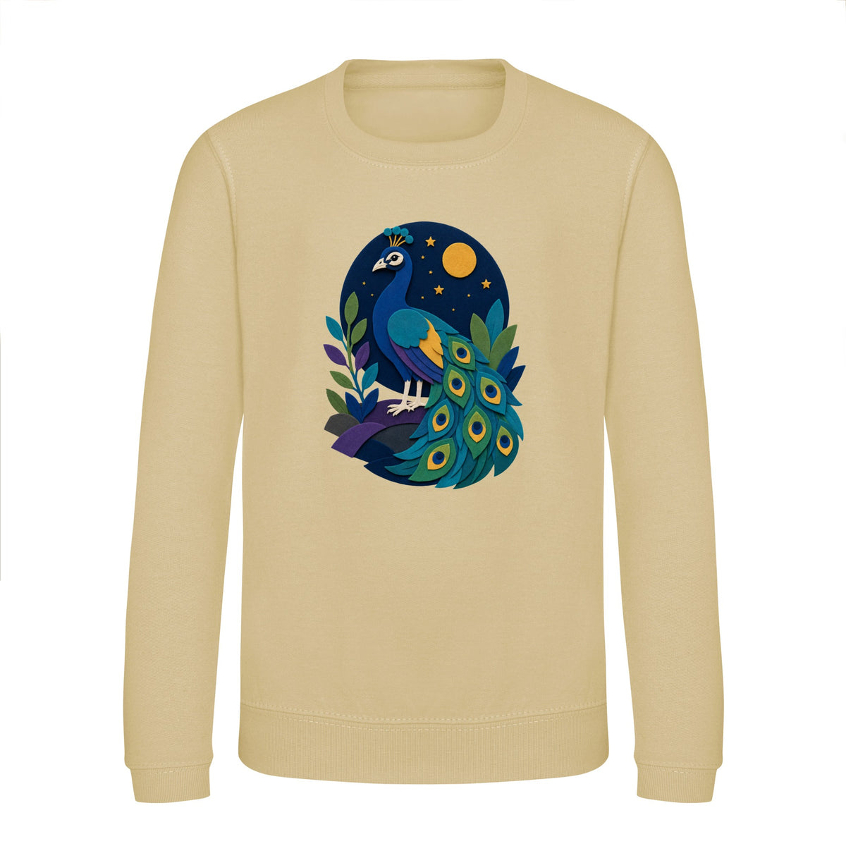 Peacock at Midnight Kids' Sweatshirt - Felt & Fauna Desert Sand colour variant image