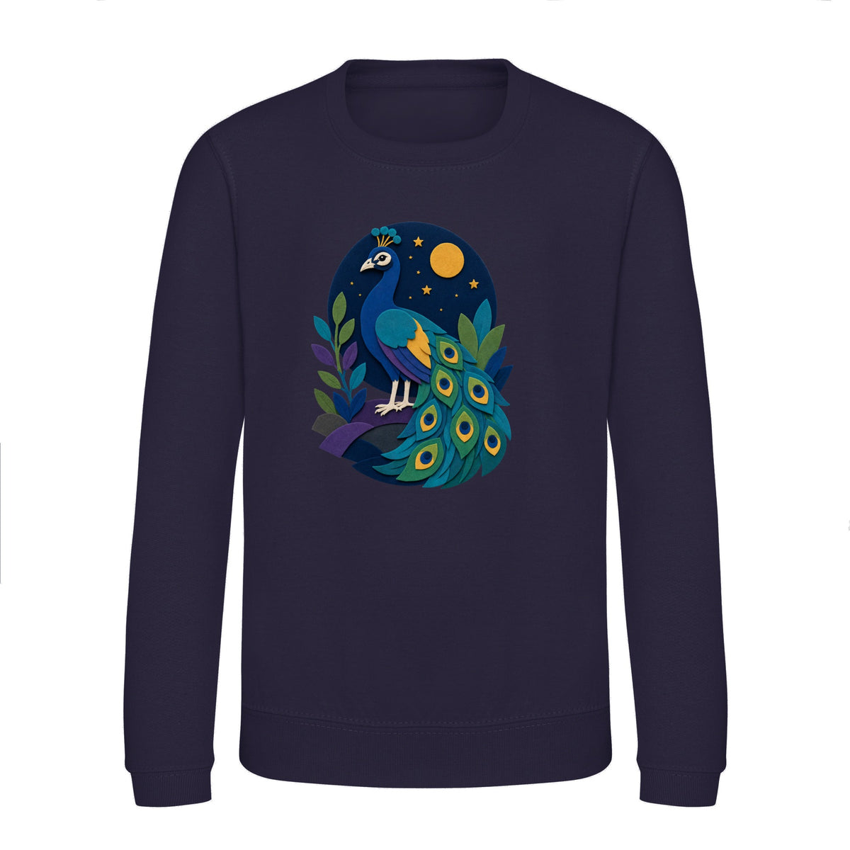 Peacock at Midnight Kids' Sweatshirt - Felt & Fauna French Navy colour variant image