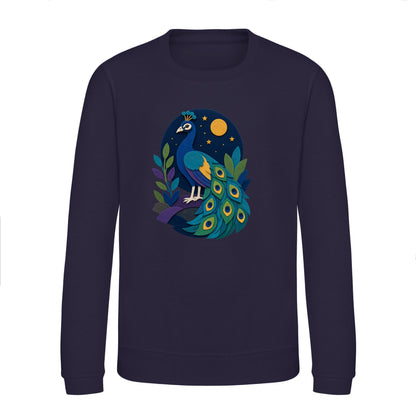 Peacock at Midnight Kids' Sweatshirt - Felt & Fauna French Navy colour variant image