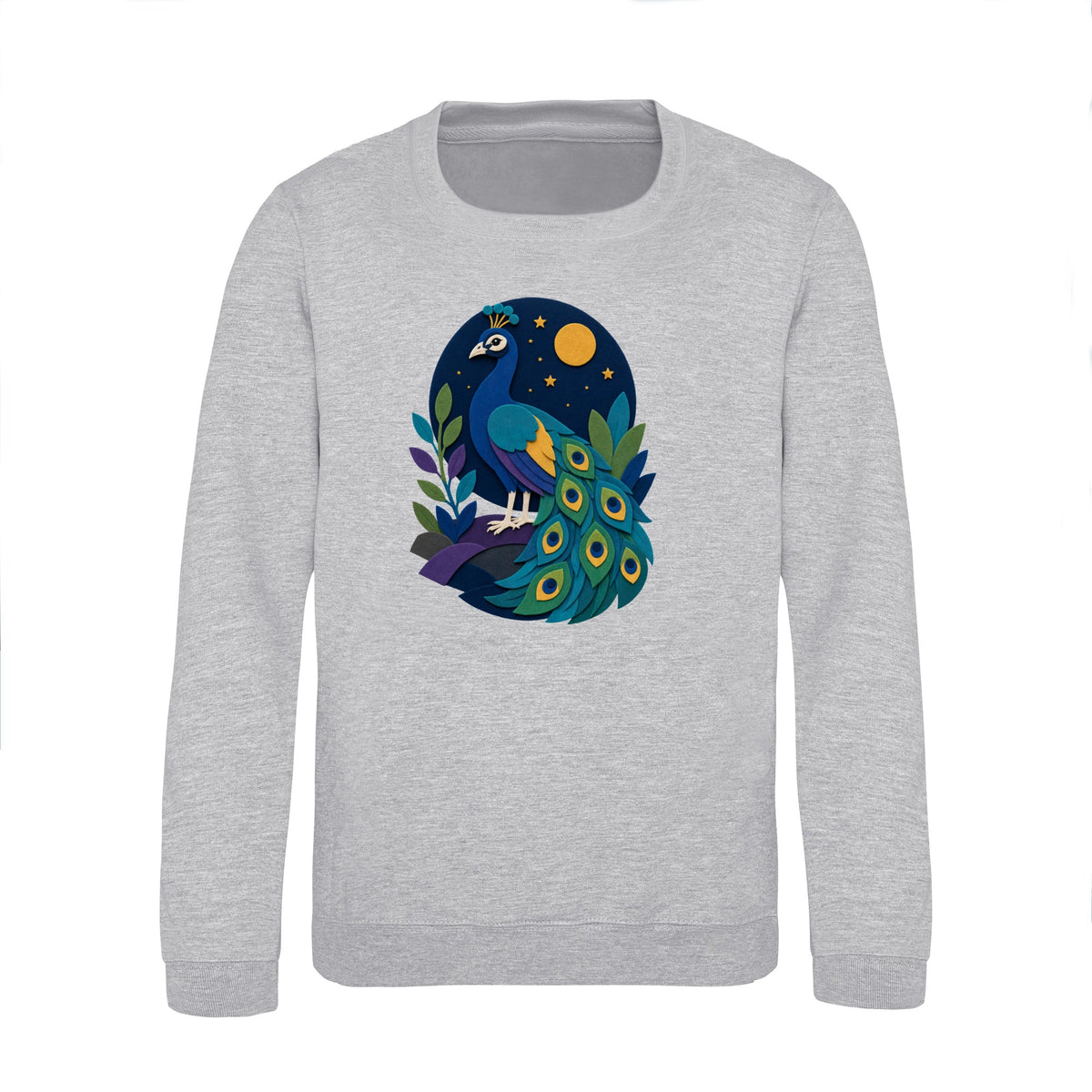 Peacock at Midnight Kids' Sweatshirt - Felt & Fauna Heather Grey colour variant image