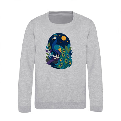 Peacock at Midnight Kids' Sweatshirt - Felt & Fauna Heather Grey colour variant image