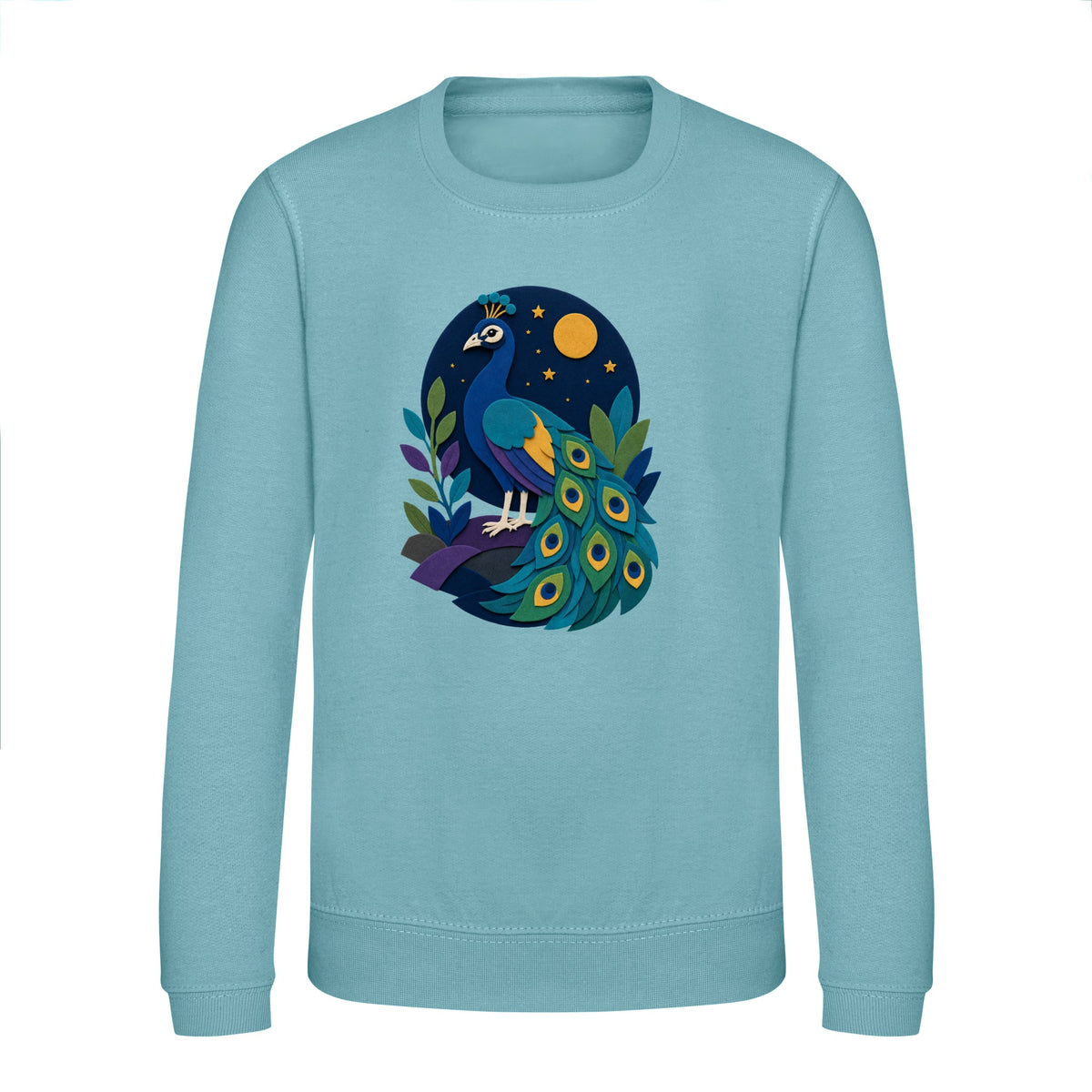 Peacock at Midnight Kids' Sweatshirt - Felt & Fauna Seafoam colour variant image