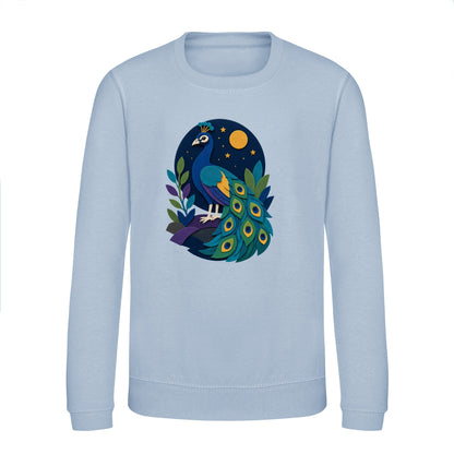 Peacock at Midnight Kids' Sweatshirt - Felt & Fauna Sky Blue colour variant image