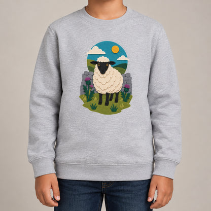 Sheep by the Stone Wall Kids' Sweatshirt - Felt & Fauna lead image