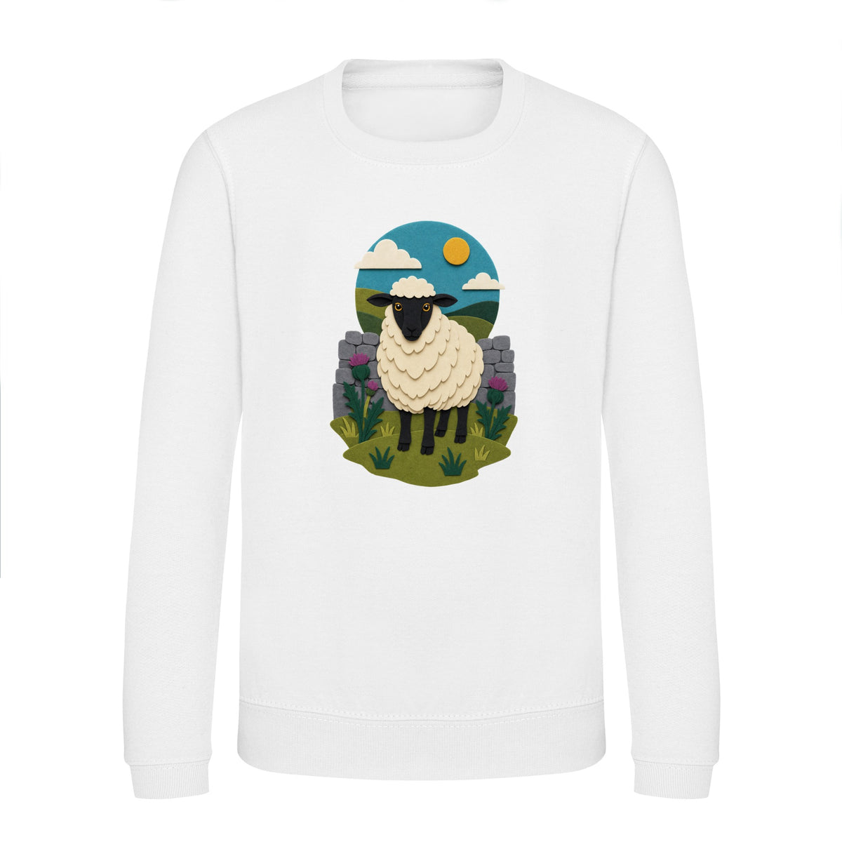Sheep by the Stone Wall Kids' Sweatshirt - Felt & Fauna Arctic White colour variant image