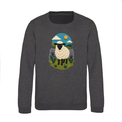 Sheep by the Stone Wall Kids' Sweatshirt - Felt & Fauna Charcoal colour variant image