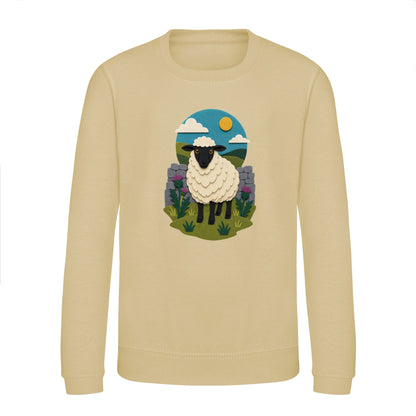 Sheep by the Stone Wall Kids' Sweatshirt - Felt & Fauna Desert Sand colour variant image