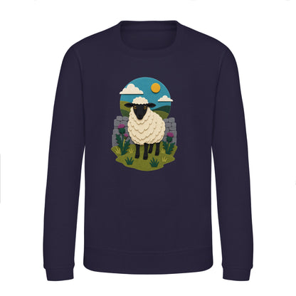 Sheep by the Stone Wall Kids' Sweatshirt - Felt & Fauna French Navy colour variant image