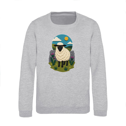 Sheep by the Stone Wall Kids' Sweatshirt - Felt & Fauna Heather Grey colour variant image