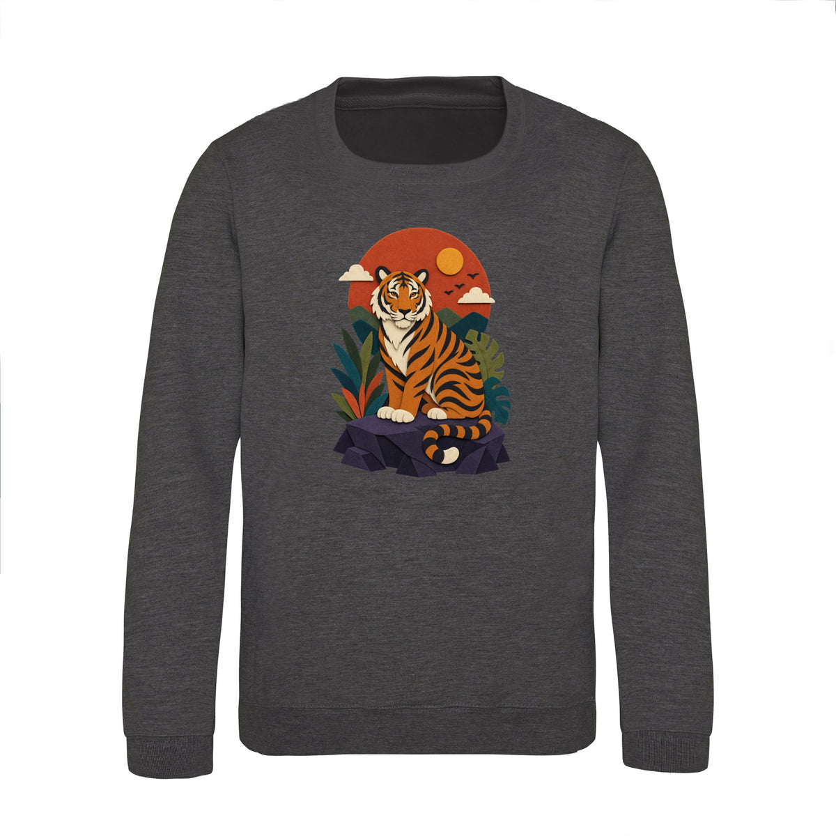 Tiger at Dusk Kids' Sweatshirt - Felt & Fauna Charcoal colour variant image