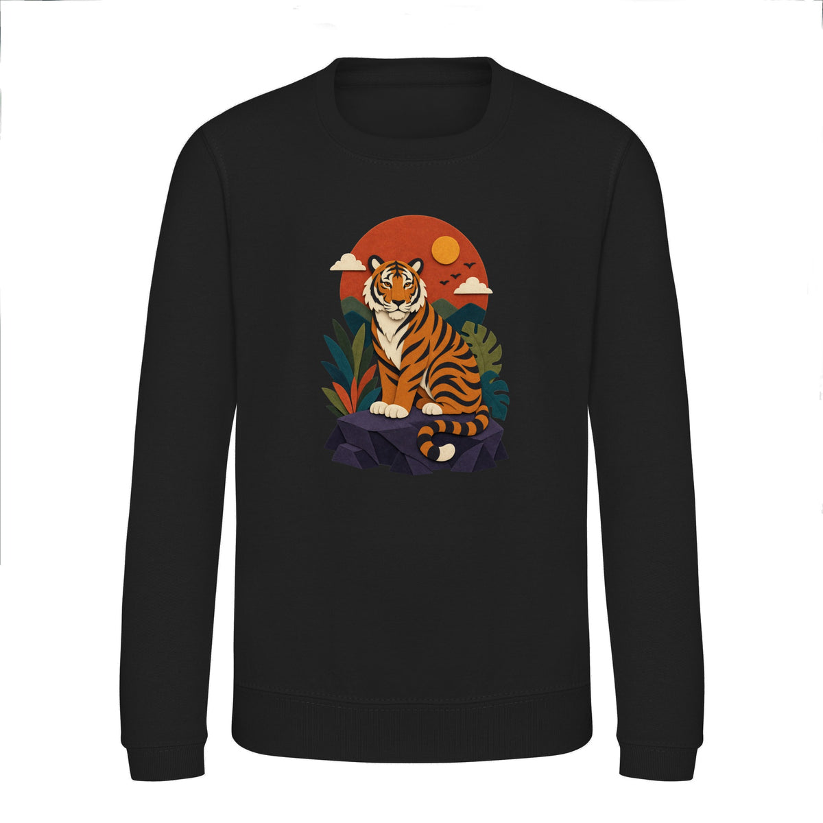 Tiger at Dusk Kids' Sweatshirt - Felt & Fauna Deep Black colour variant image